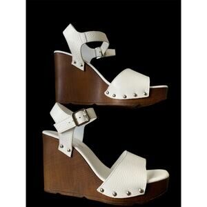 Christian Di Riccio White Wedge Sandals Size 8.5